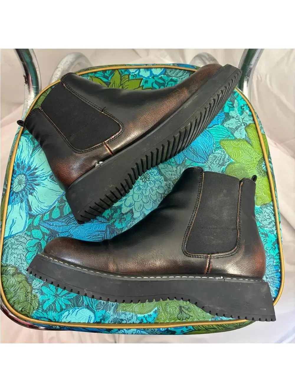 Madden‎ Girl Kween Chunky Chelsea Ankle Boots Brown+Black Women’s Size 6.5 - Picture 14 of 14
